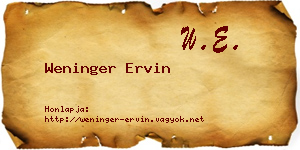 Weninger Ervin névjegykártya